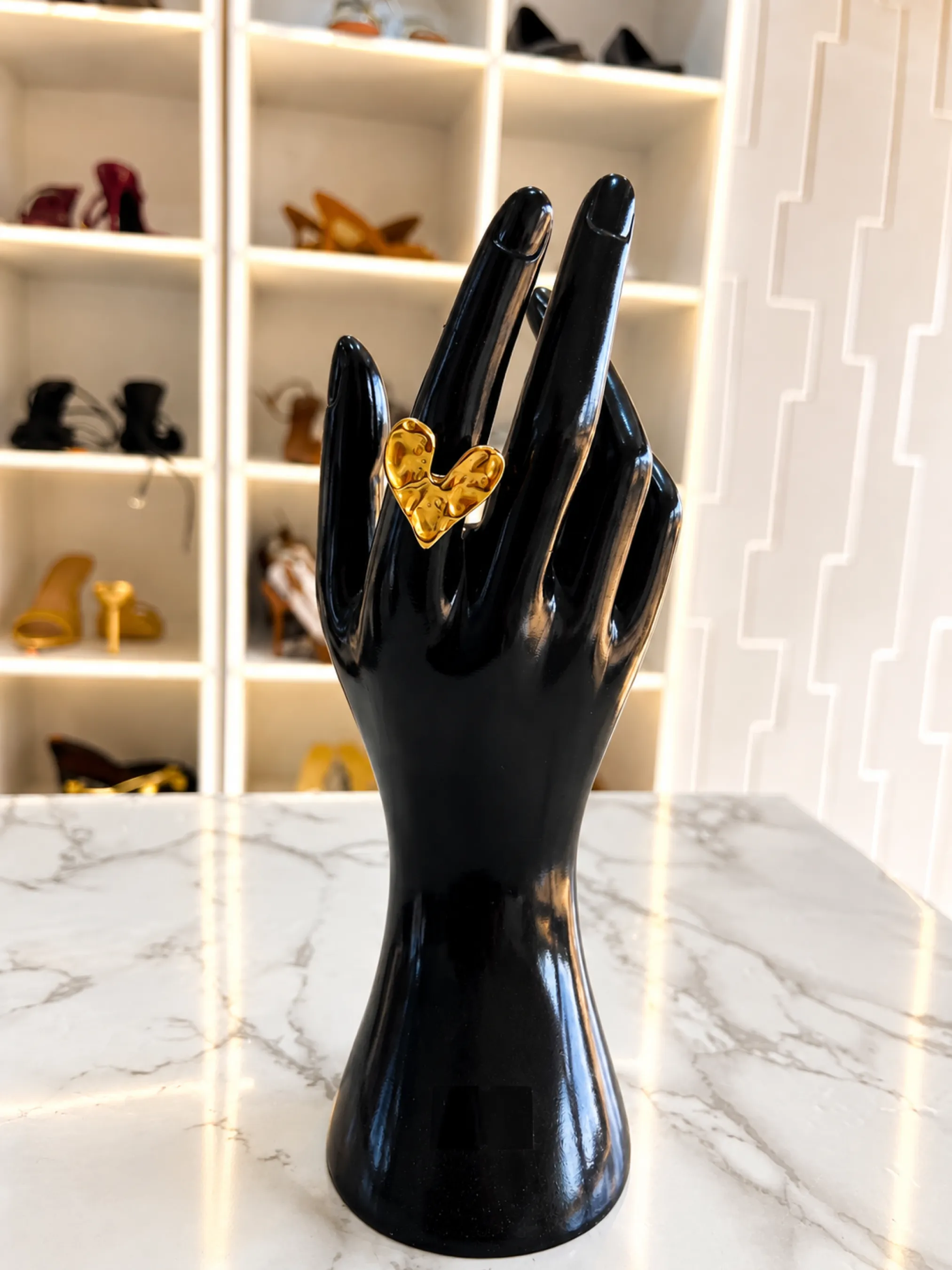 Bague dorée Coeur Martelé