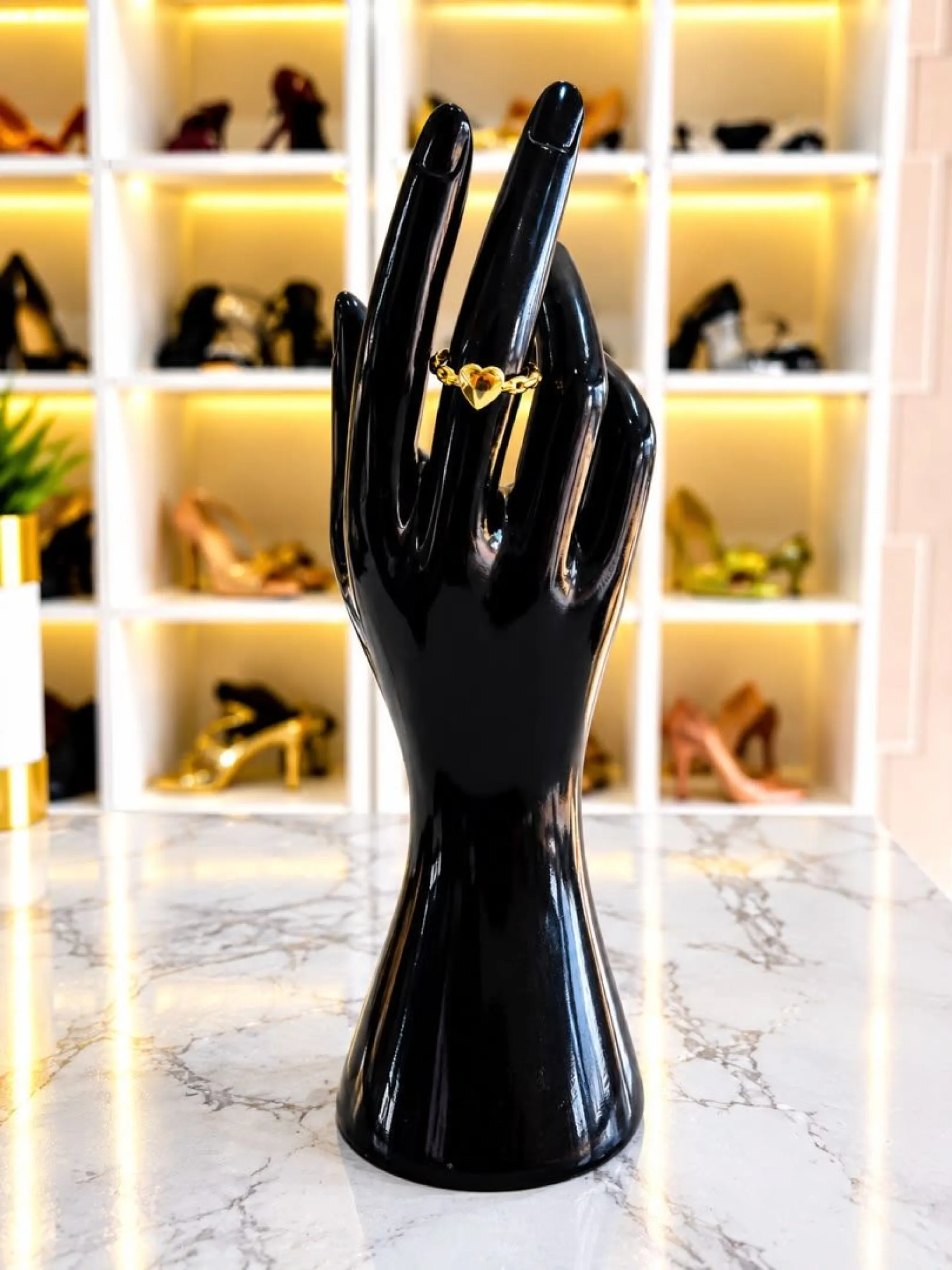 Bague dorée coeur sculpté