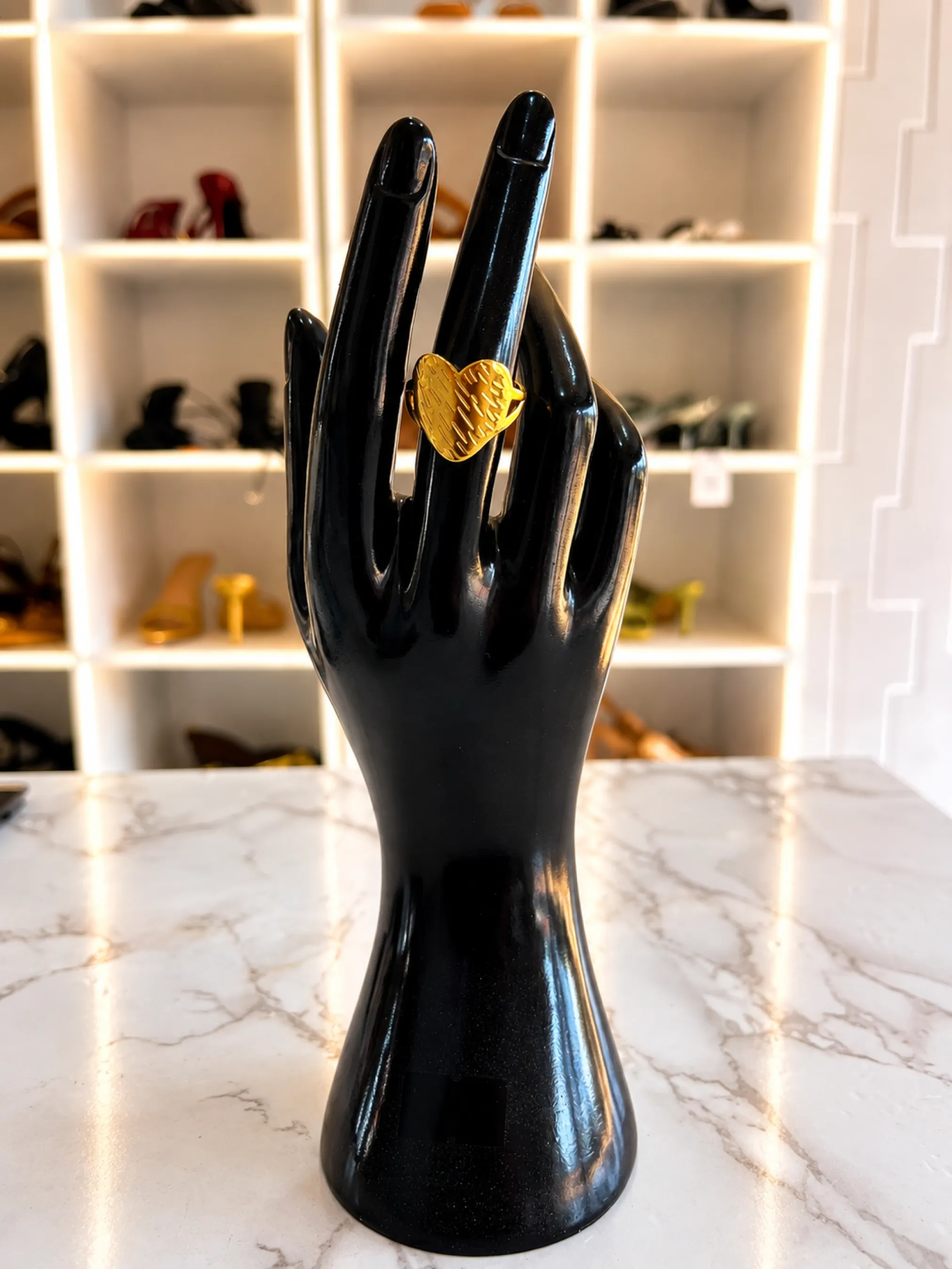 Bague dorée coeur volumineux