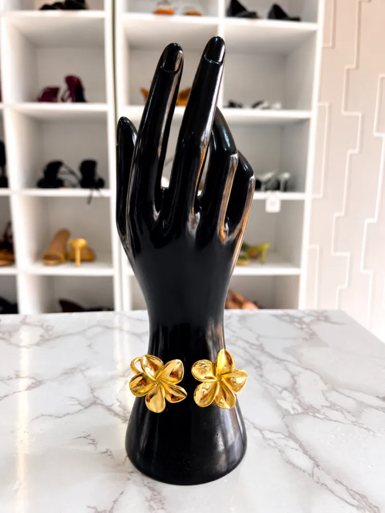 Bracelet doré double fleur