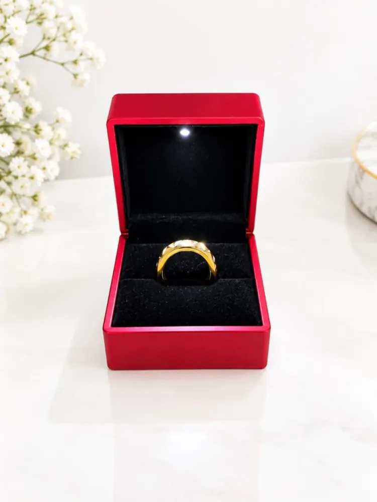 Bague de fiançailles miroir dorée + coffret