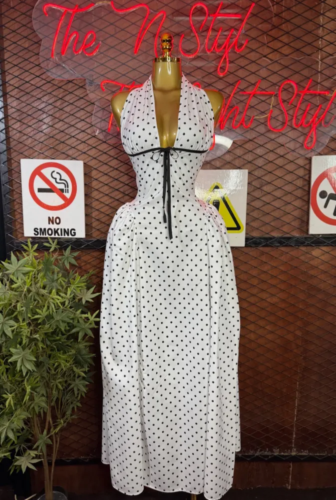 Robe longue à pois