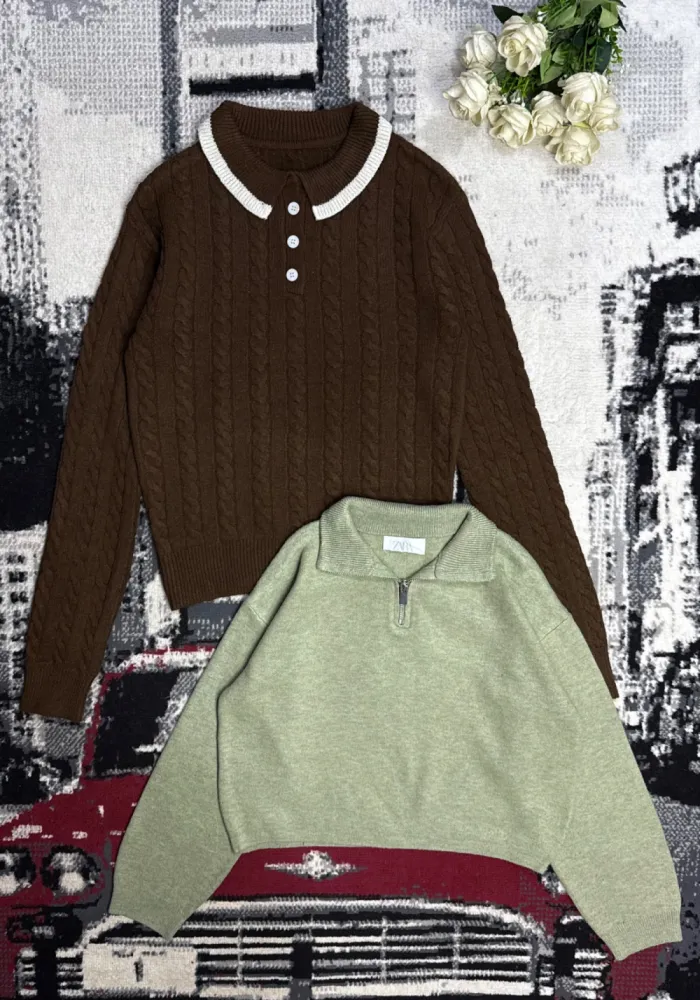 Cardigan à col & Quarter Zip