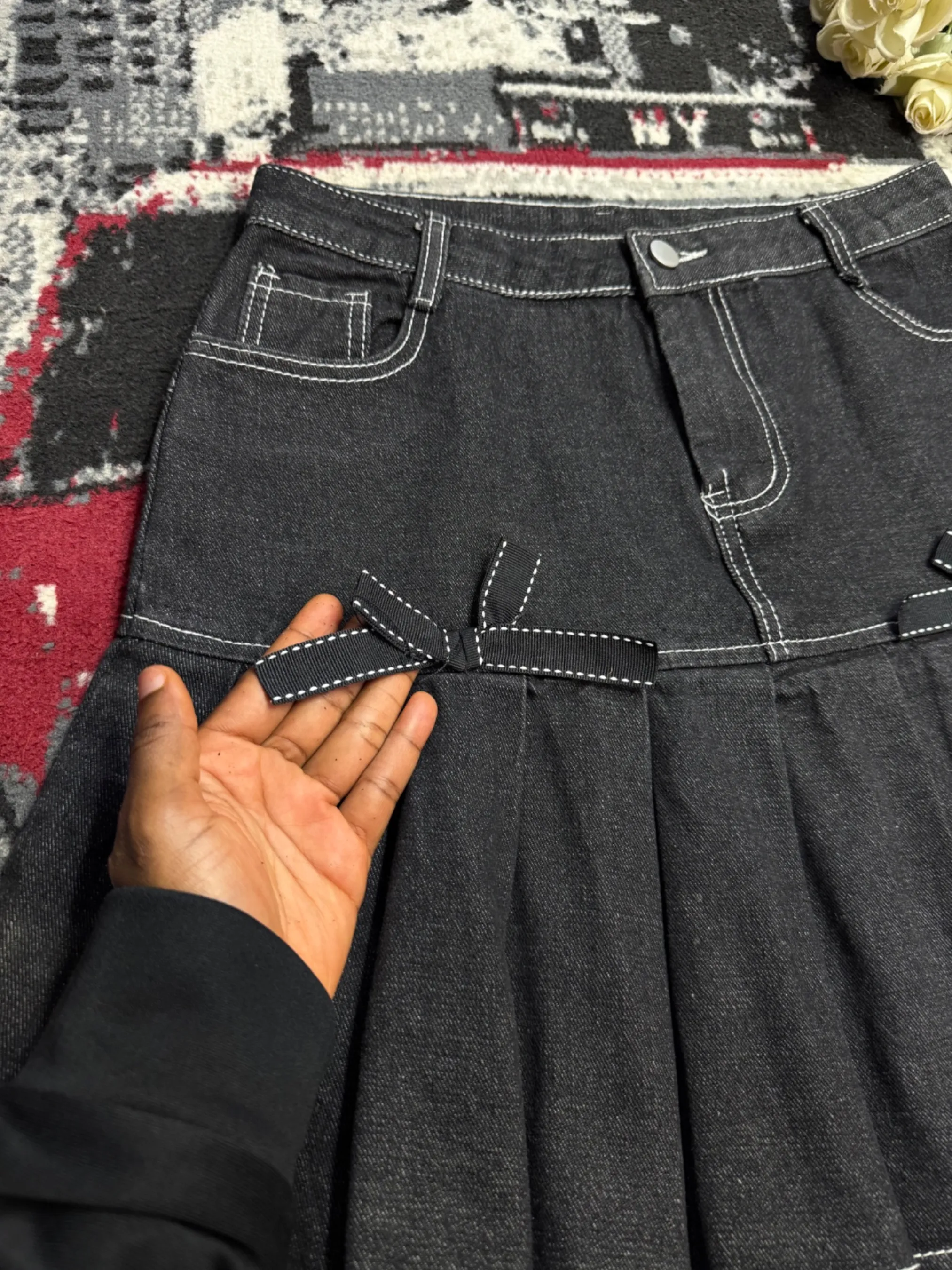 Mini jupe plissée en jean — vue 3