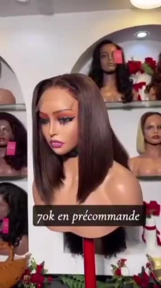 Bob cheveux russe taille 10 closure 4*4 HD