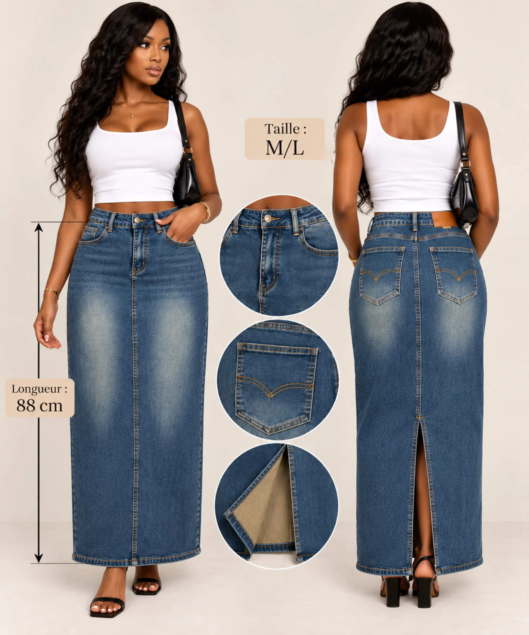 Longue jupe en jean — vue 2