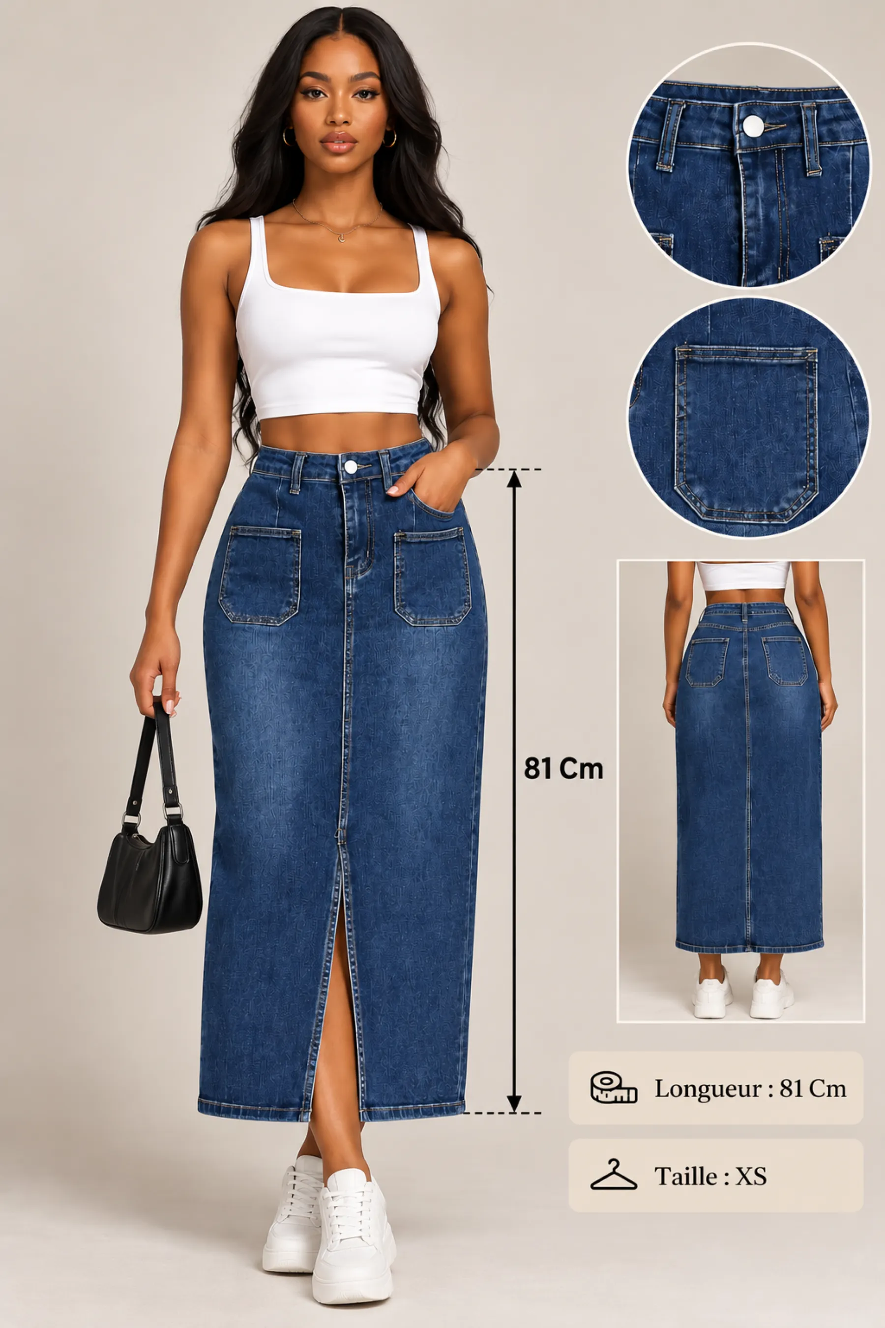 Longue jupe en jean — vue 2
