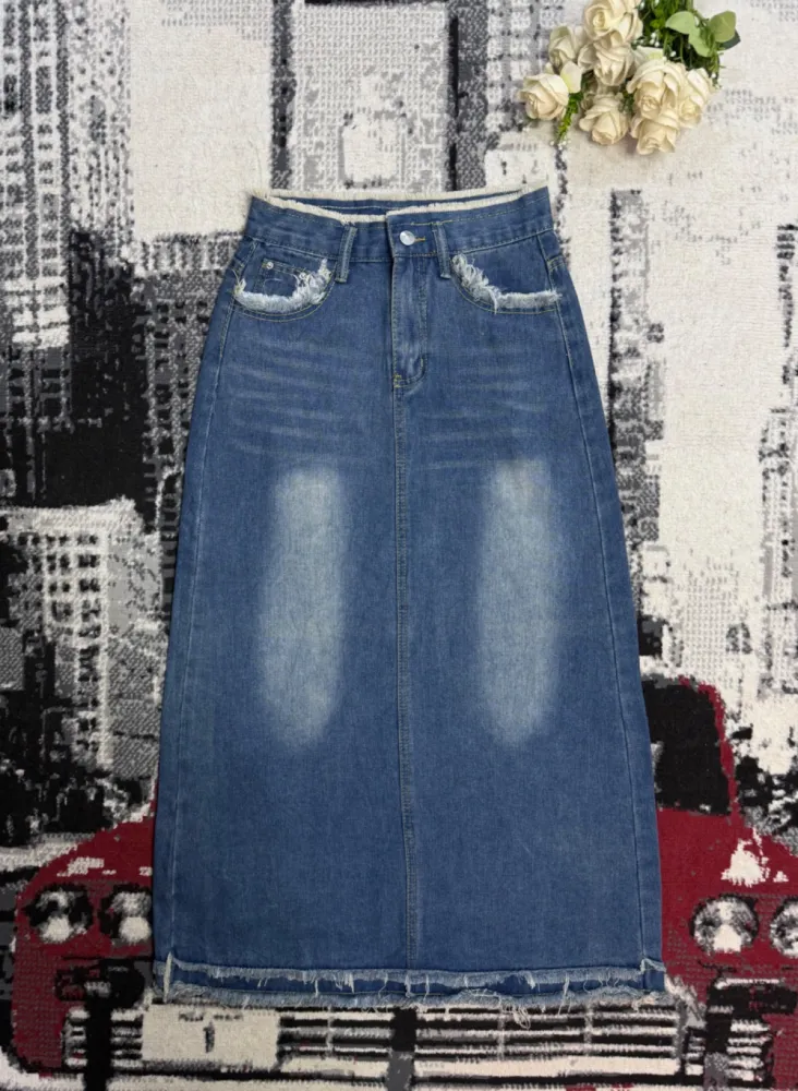 Longue jupe en jean