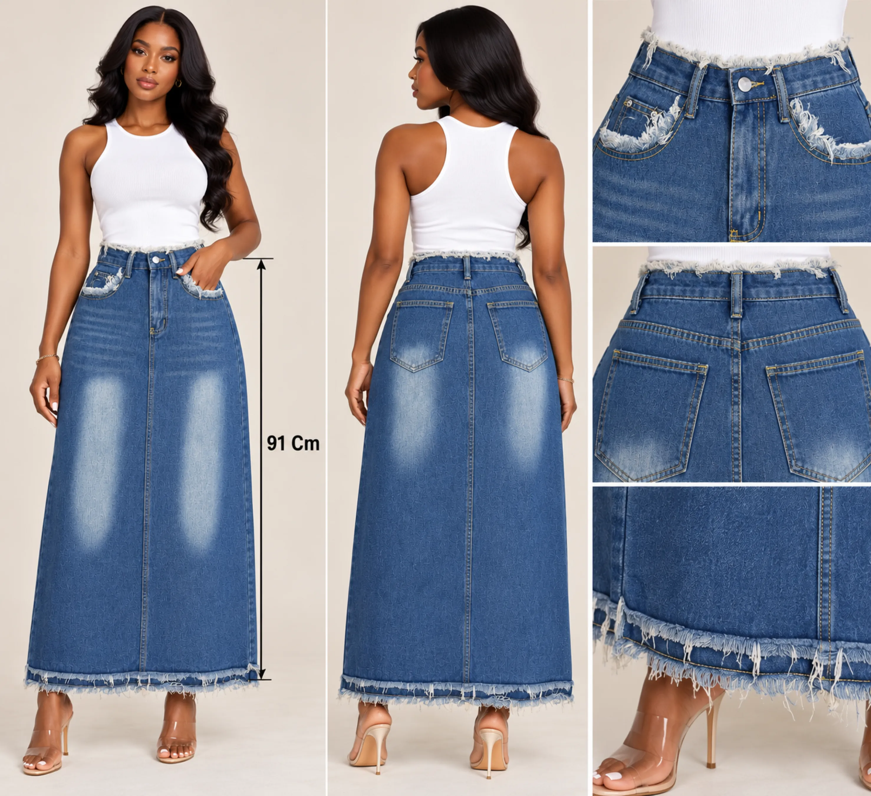 Longue jupe en jean — vue 2