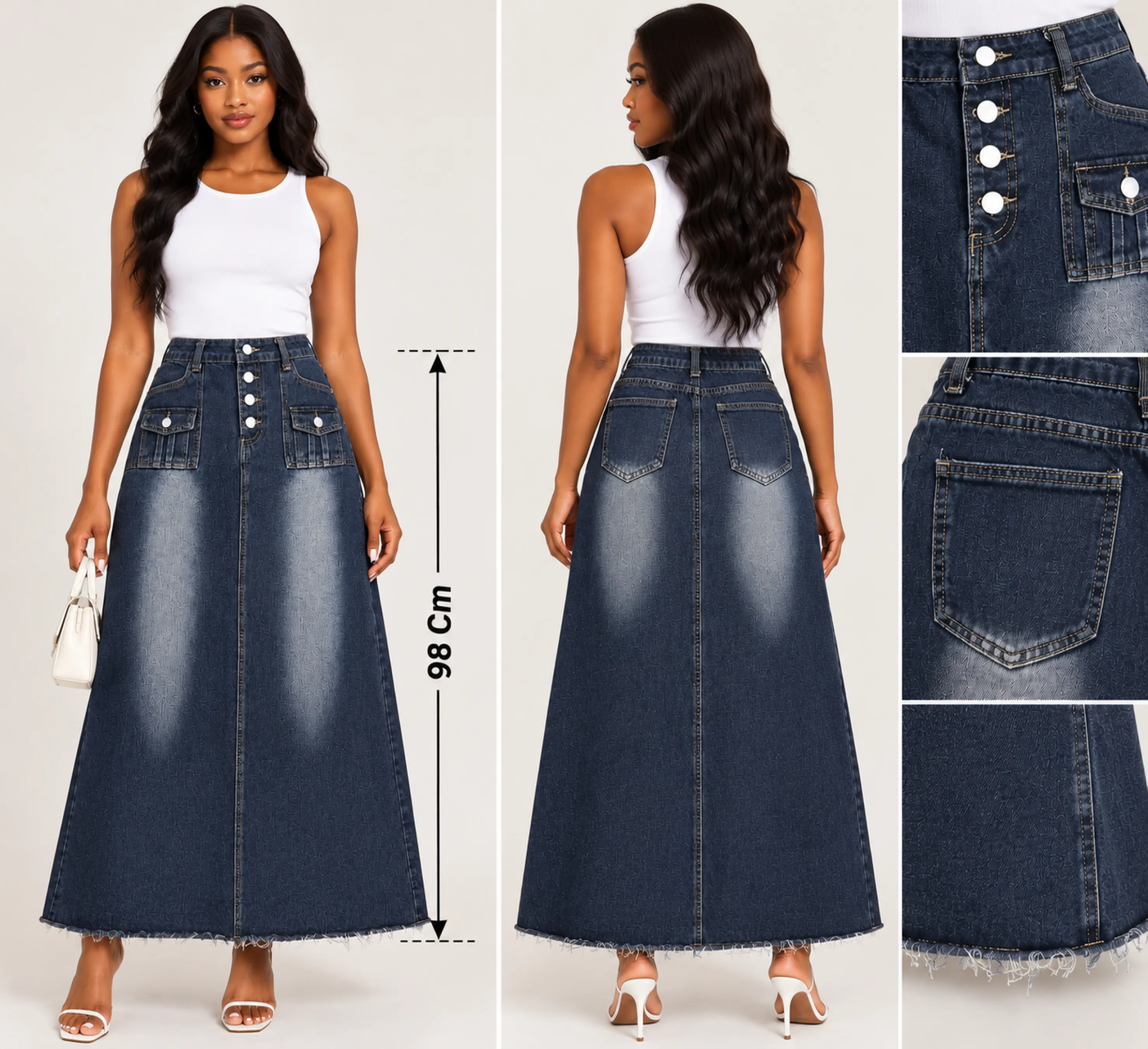 Longue jupe en jean — vue 2