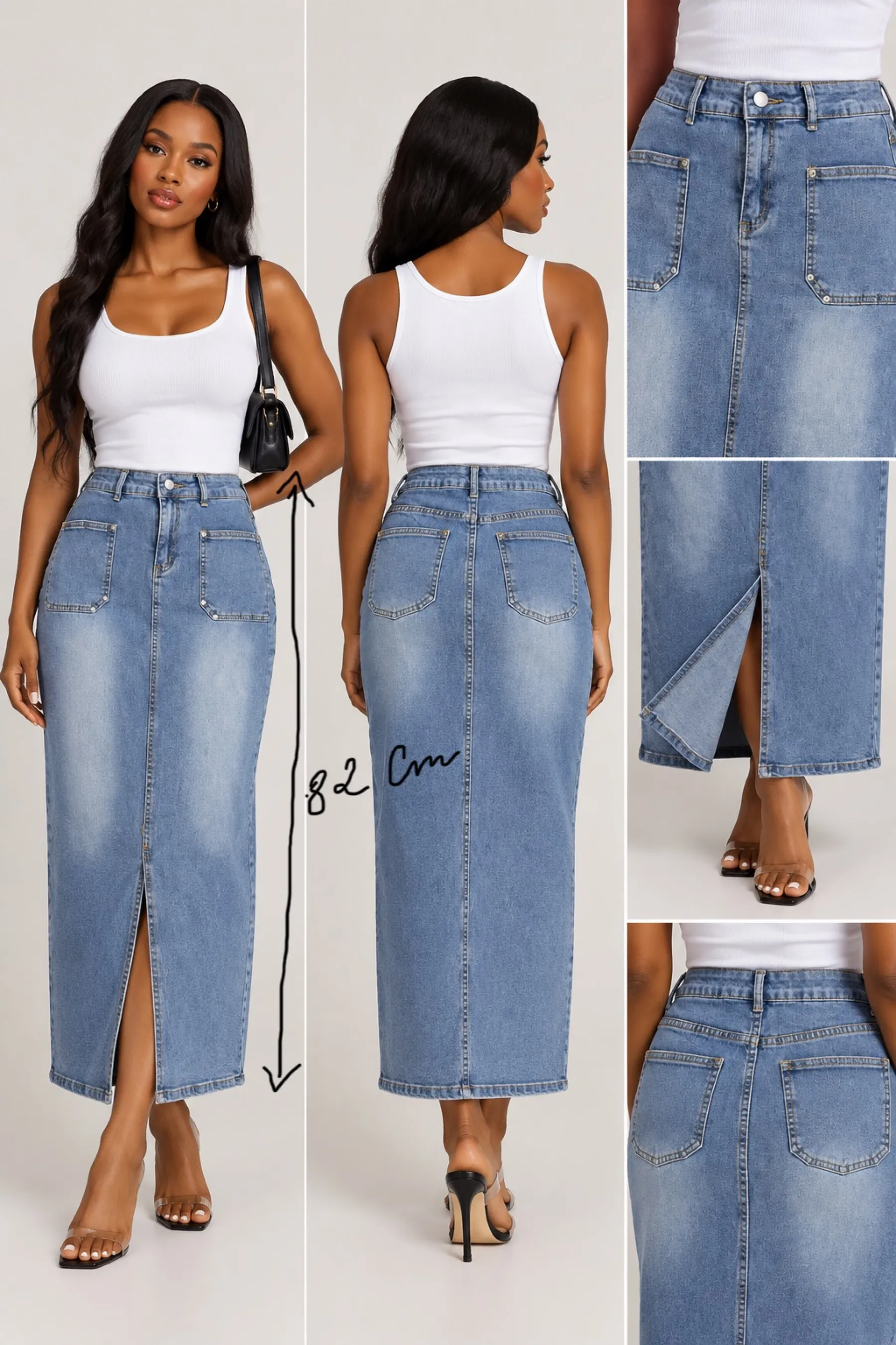 Longue jupe en jean — vue 2