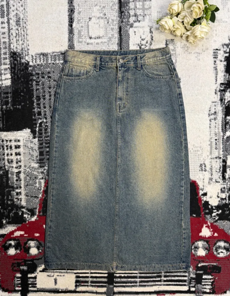 Longue jupe en jean