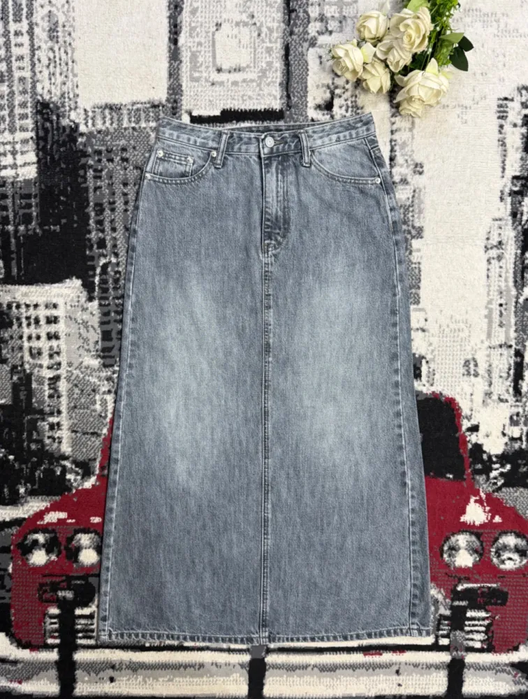 Longue jupe en jean