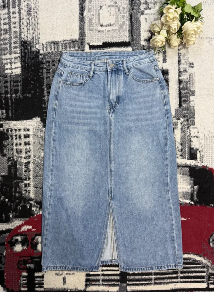 Longue jupe en jean