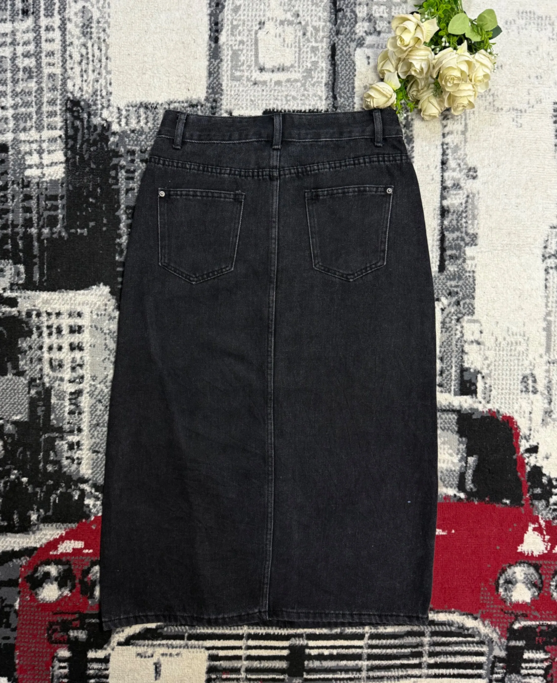 Longue jupe en jean avec fente à l’avant — vue 3