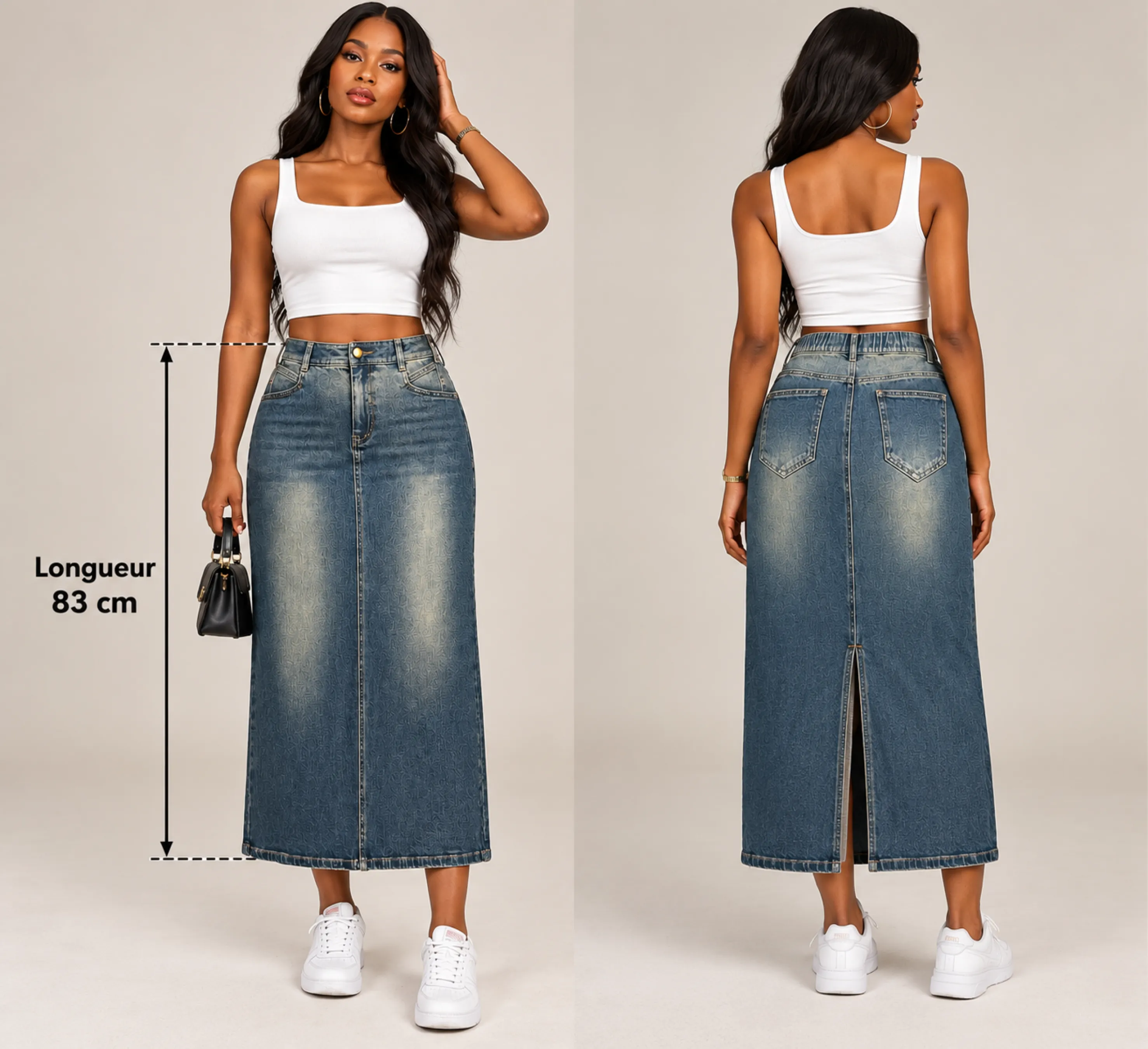 Longue jupe en jean — vue 2