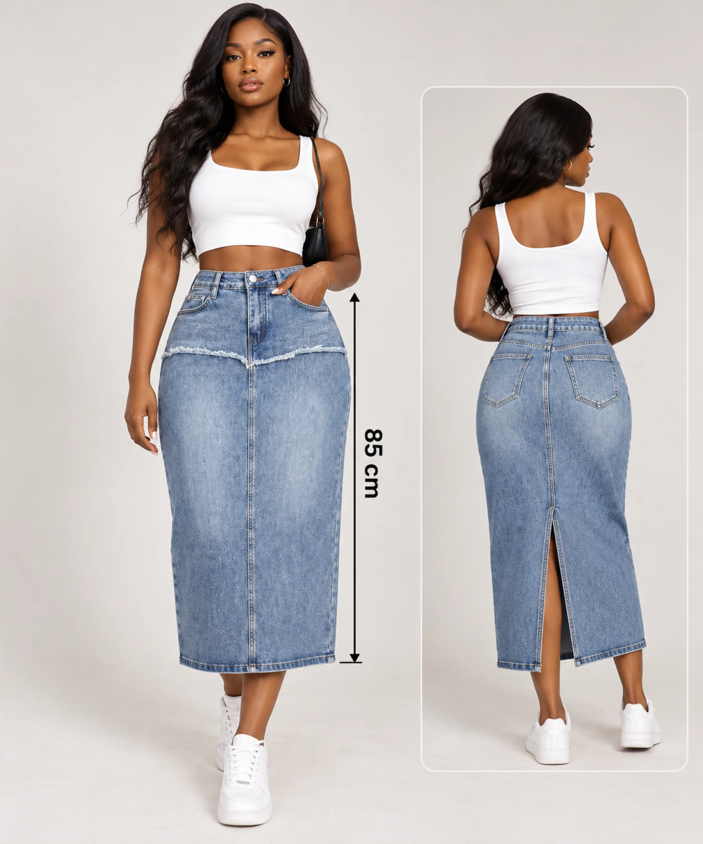 Longue jupe en jean — vue 2