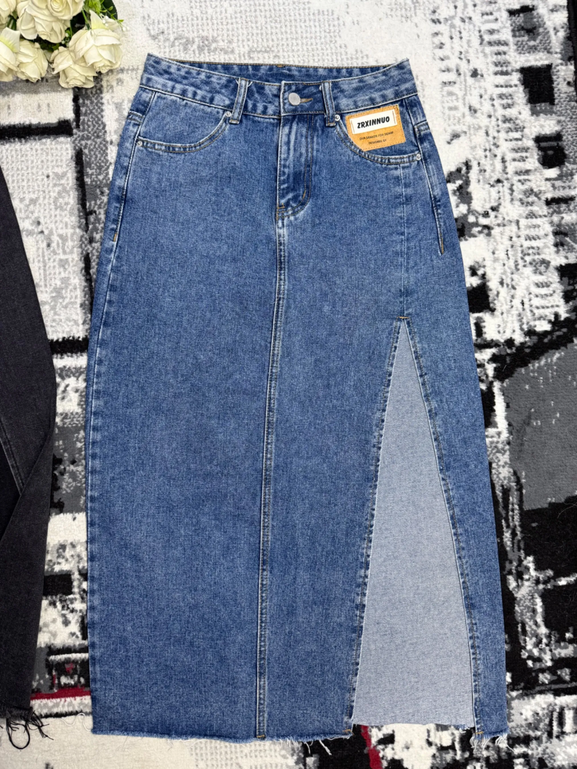 Longues jupes en jean avec fentes à l’avant — vue 4